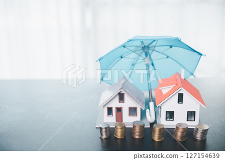 Concept business house finance protection office plan investment buy sell home ensuring idea financial security. residence agent hand protect purchase insurance and secure favorable loan deal. 127154639