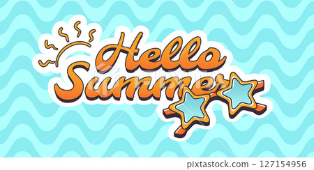 Hello Summer banner with sunglasses Hello Summer banner with sunglasses 127154956