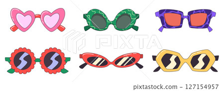 Cartoon sunglasses sticker set 127154957