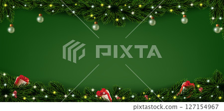 Christmas pine branch garland frame Christmas pine branch garland frame 127154967