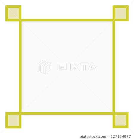White background and yellow corner decorative border, center painted square frame material (simple, PNG) 127154977