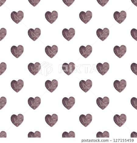 Hand drawn hearts. Black watercolor. Seamless pattern for your design. Ideal for textile and wallpaper 127155459