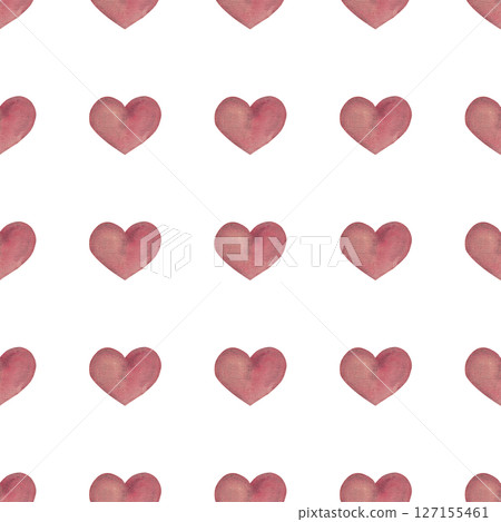Hand drawn hearts. Pink watercolor. Seamless pattern for your design. Ideal for textile and wallpaper Hand drawn hearts. Pink watercolor. Seamless pattern for your design. Ideal for textile and wallpaper 127155461