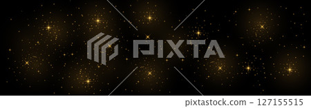 Starry black and blue sky with flying comets 127155515