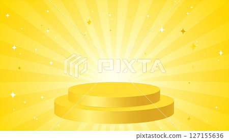Sparkling golden stage and radial light background illustration 127155636