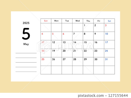 2025 calendar May 127155644