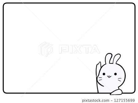 一隻白兔向上的框架背景 127155699