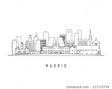 Detailed Madrid skyline vector illustration.  127155744