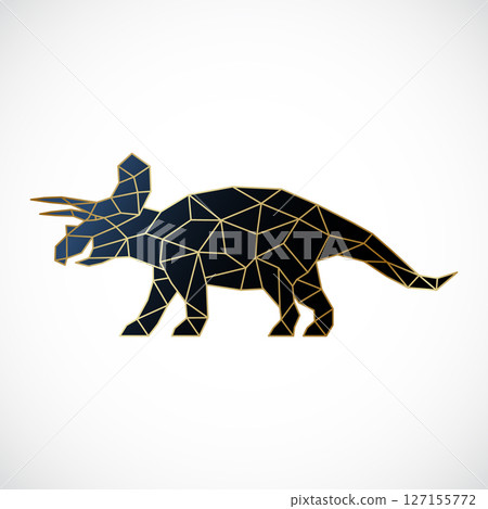 Geometric triceratops silhouette with golden Geometric triceratops silhouette with golden 127155772