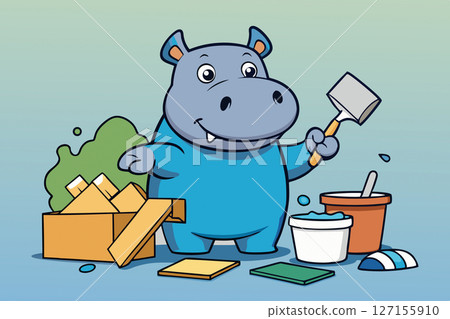 A hippo hosts a home makeover show for animal habitats 127155910