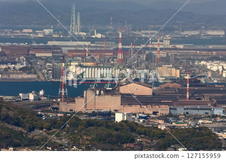 [Okayama Prefecture] Mizushima coastal industrial area (Mizushima Petrochemical Complex) as seen from Mt. Washu 127155959