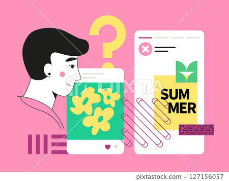 Summer vibe on the blog - social media screens templates illustration Summer vibe on the blog - social media screens templates illustration 127156057