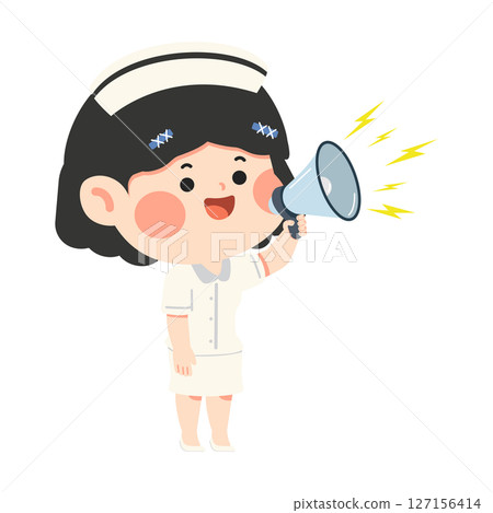 Nurse Announcing with Megaphone Illustration 127156414