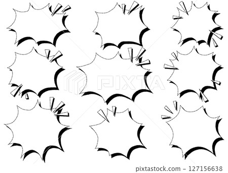 A set of spiky speech bubbles, handwritten, pop design, with shadow A set of spiky speech bubbles, handwritten, pop design, with shadow 127156638