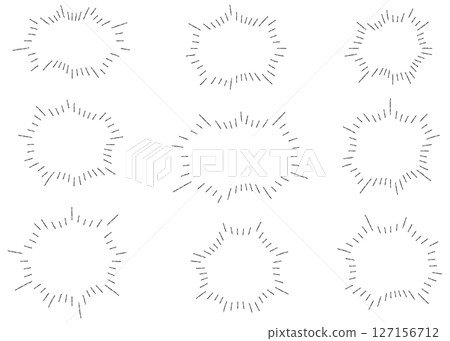 一組手繪的集中線框 一組手繪的集中線框 127156712