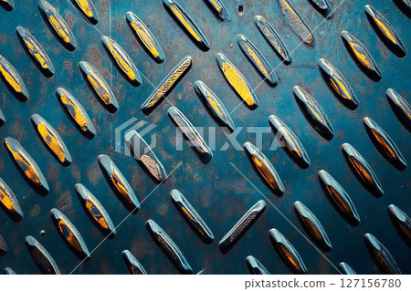 Close-up of patterned steel surface 127156780