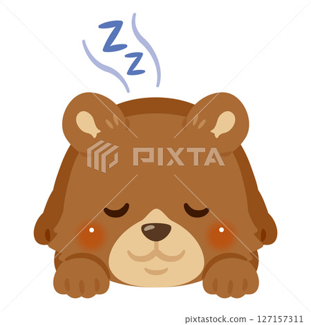 Illustration of a bear sleeping face down Illustration of a bear sleeping face down 127157311