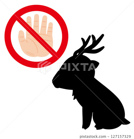 禁止觸摸鹿的標誌插圖 127157329