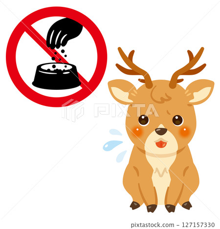 鹿和餵食禁令標誌圖 127157330