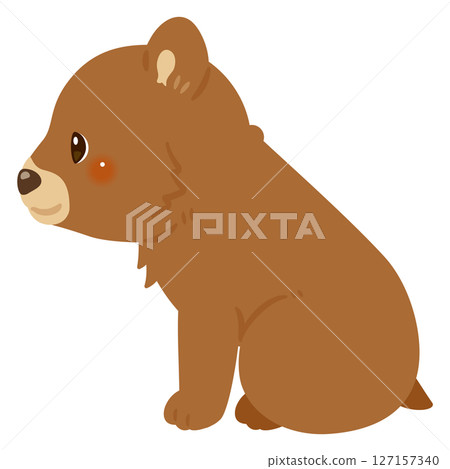 一隻坐著的熊的側面插圖 127157340