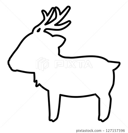 Line drawing of a deer looking sideways 127157396