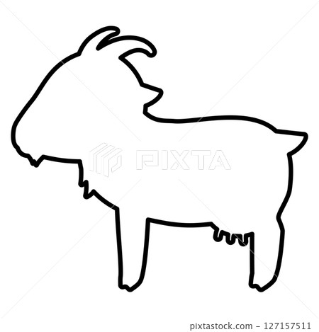 Line drawing of a female goat facing sideways Line drawing of a female goat facing sideways 127157511