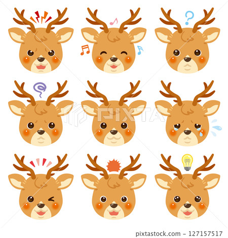 鹿插圖集 - 僅限臉部表情 127157517