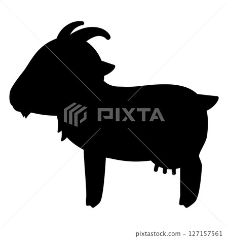 Silhouette of a female goat looking sideways 127157561