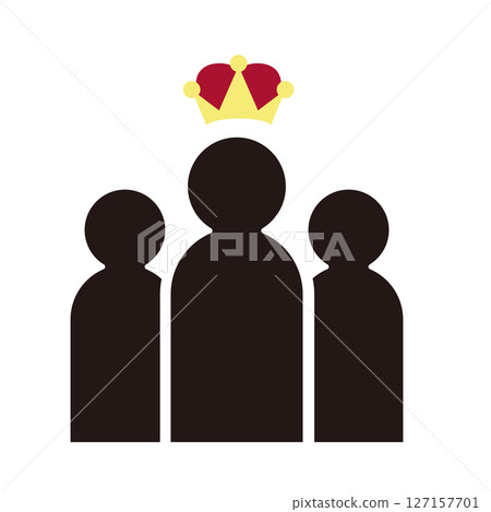 Illustration of a leader wearing a crown and his team 127157701