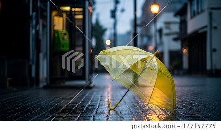Umbrella left on the street Umbrella left on the street 127157775
