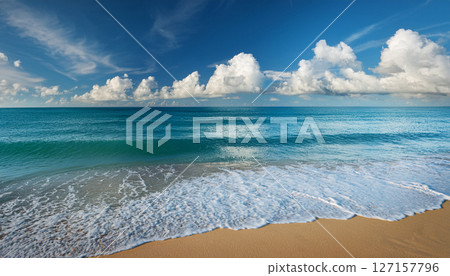 夏日大海、地平線與沙灘 127157796