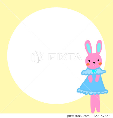 方框粉紅兔子 127157838