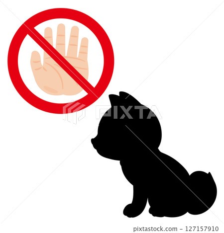 Illustration of a sign prohibiting touching dogs Illustration of a sign prohibiting touching dogs 127157910