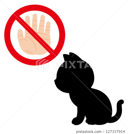 禁止觸摸貓的標誌插圖 禁止觸摸貓的標誌插圖 127157914