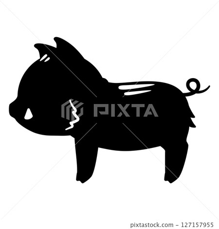 側身野豬剪影 側身野豬剪影 127157955