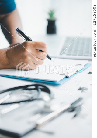 Concept business doctor education essential globalization, student learn and study in university and college to master knowledge needed travel global economy. book stethoscope for medical health care 127158008