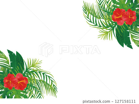 Watercolor tropical plant set decorative frame 1 127158111