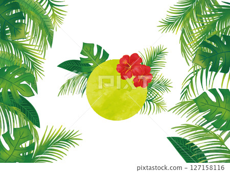 水彩熱帶植物裝飾框組6 127158116