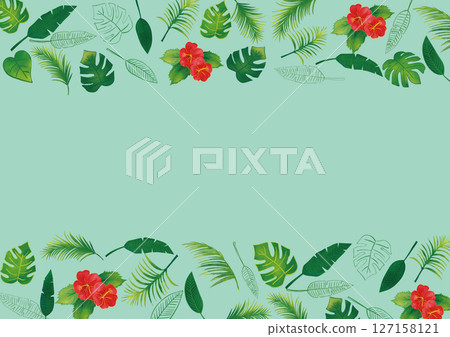 Watercolor tropical plant decorative frame set 7 127158121