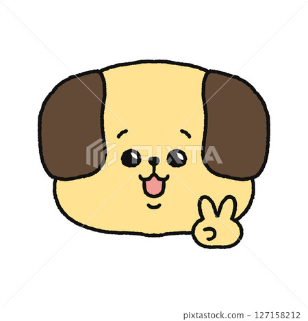 Dog making a peace sign 127158212