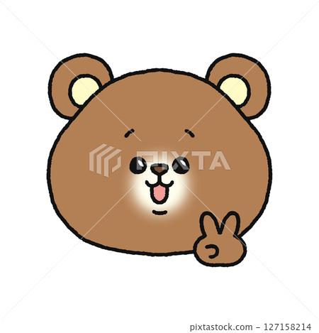Bear making a peace sign 127158214