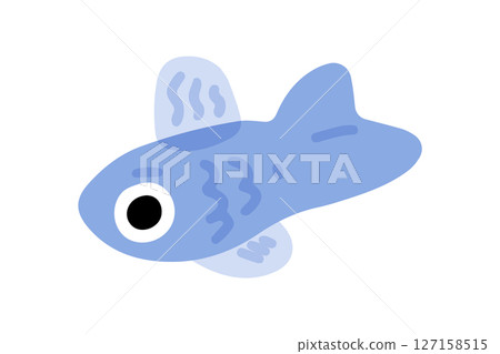Cute Blue Fish Character Cute Blue Fish Character 127158515