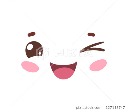 Cute winking happy face Cute winking happy face 127158747
