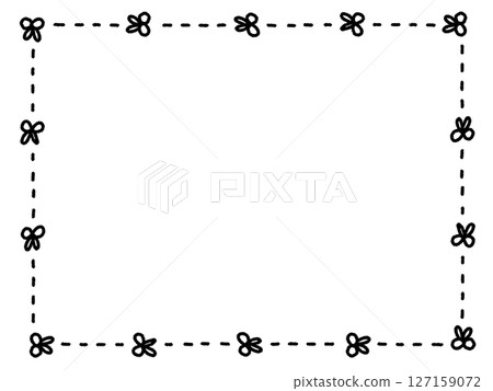 A cute frame with lots of scissors and loose dotted and cut lines 127159072