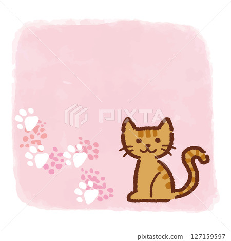 貓和手繪風格框架材料，手繪風格，向量圖，插圖 127159597