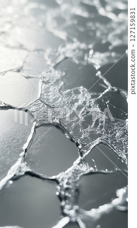 Close-up view of water textures forming unique patterns on a smooth surface. Soft light enhances details, creating a serene ambiance. Concept of design, wellness, nature appreciation Close-up view of water textures forming unique patterns on a smooth surface. Soft light enhances details, creating a serene ambiance. Concept of design, wellness, nature appreciation 127159831