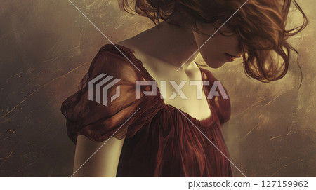 一個沒有臉的女人和一塊透明的布 一個沒有臉的女人和一塊透明的布 127159962