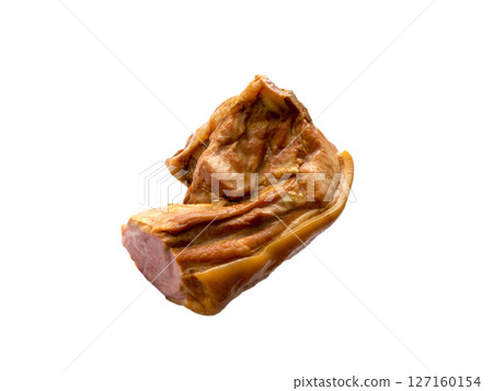 The smoked pork ham on a white background. The smoked pork ham on a white background. 127160154