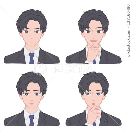 穿西裝的男人的各種表情插圖2 穿西裝的男人的各種表情插圖2 127160480