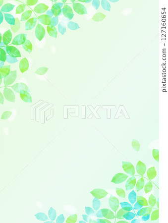 清新的插畫背景,新鮮的綠葉飄落 清新的插畫背景,新鮮的綠葉飄落 127160654